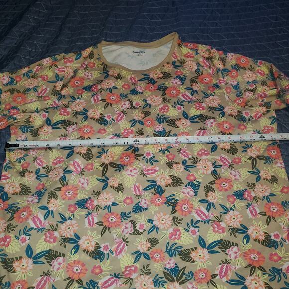 Lands End Size 2X 3/4 Sleeve Tan Pink Floral Cotton Stretch Top FLAW - Picture 7 of 8
